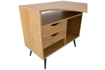 Georgia Skrivebord 145x80 cm med Skuffer i Træ med Metalben - Træfarvet - Møbler - Borde - Kontorbord - Skrivebord