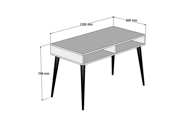 Gersby Skrivebord 120 cm med Opbevaring Hylde - Hvid/Natur - Møbler - Borde - Kontorbord - Skrivebord