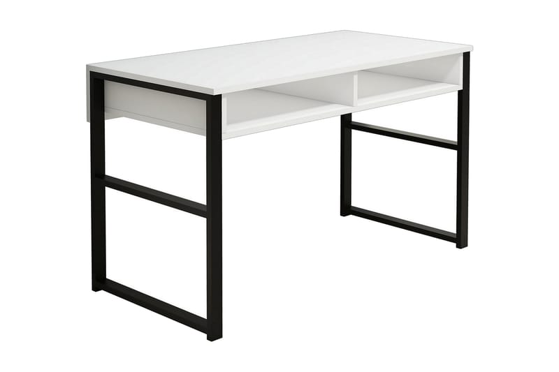 Gersby Skrivebord 120 cm med Opbevaring Hylde - Hvid/Sort - Møbler - Borde - Kontorbord - Skrivebord