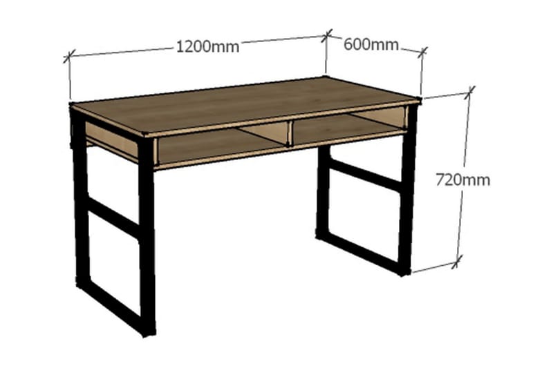 Gersby Skrivebord 120 cm med Opbevaring Hylde - Natur/Sort - Møbler - Borde - Kontorbord - Skrivebord