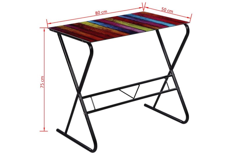 Glasskrivebord Med Regnbuemønster - Flerfarvet - Skrivebord