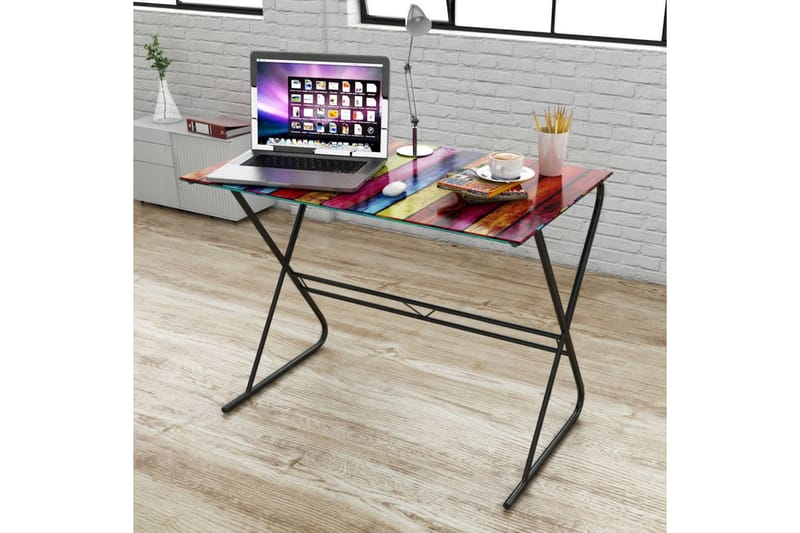 Glasskrivebord Med Regnbuemønster - Flerfarvet - Skrivebord