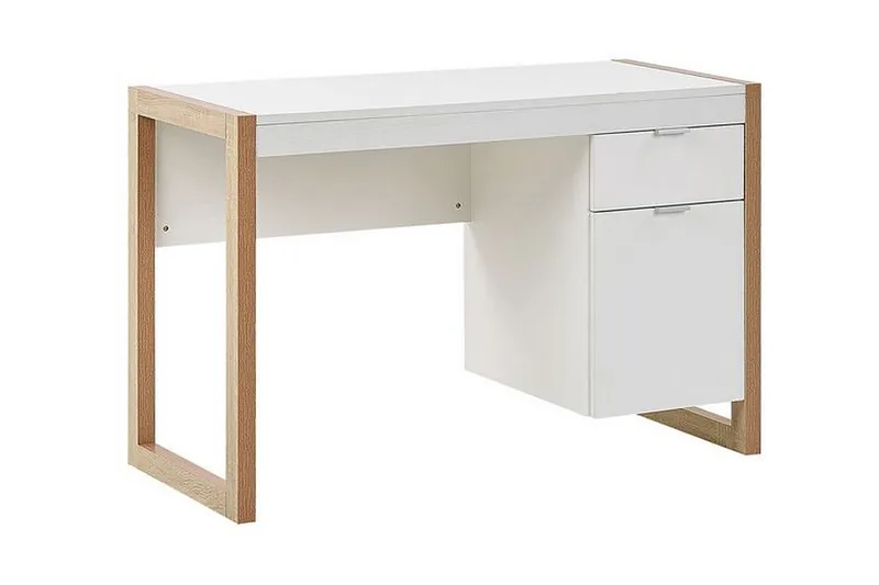 Graysburg Skrivebord 110 cm med Opbevaring, Hvid/Lyset Træ