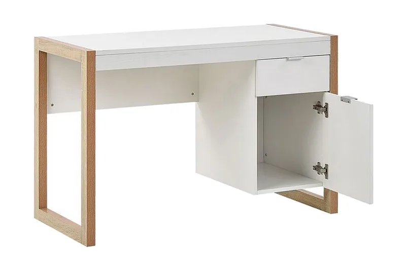 Graysburg Skrivebord 110 cm med Opbevaring - Hvid/Lyset Træ - Møbler - Borde - Kontorbord - Skrivebord