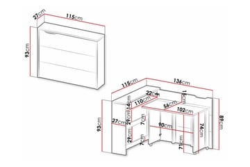 Grianan Skrivbord 136 cm White - Møbler - Borde - Kontorbord - Skrivebord - hjørneskrivebord