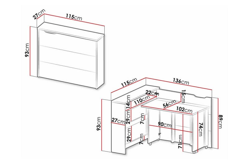 Grianan Skrivbord 136 cm White - Møbler - Borde - Kontorbord - Skrivebord - hjørneskrivebord