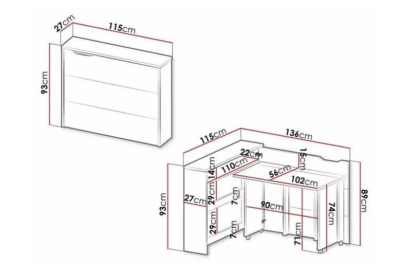 Grianan Skrivbord 136 cm White - Møbler - Borde - Kontorbord - Skrivebord - hjørneskrivebord
