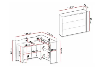 Grianan Skrivbord 136 cm White - Møbler - Borde - Kontorbord - Skrivebord - hjørneskrivebord