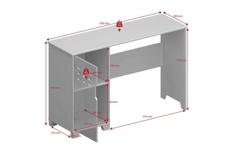 Haltekarr Skrivbord 120 cm - Hvid - Skrivebord