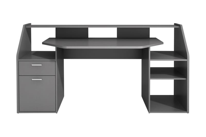 Harvilchuck Skrivebord med Opbevaring Hylder + Skuffe + Skab - Grå - Møbler - Borde - Kontorbord - Skrivebord