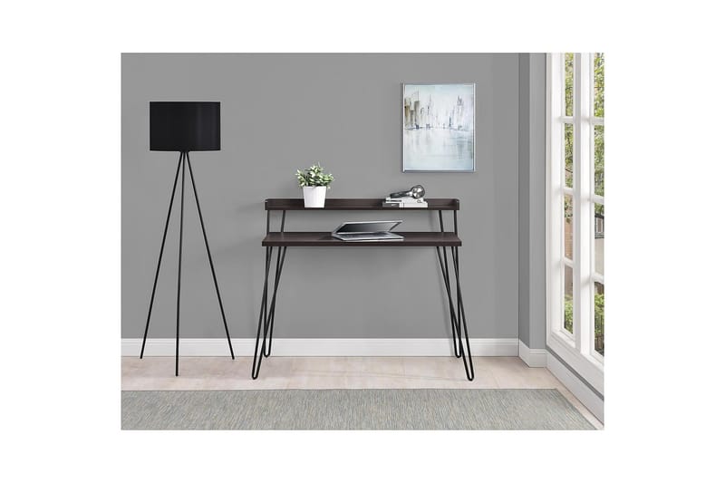 Haven Skrivebord 114 cm med Opbevaring Hylde Espresso/Sort - Dorel Home - Møbler - Borde - Kontorbord - Skrivebord