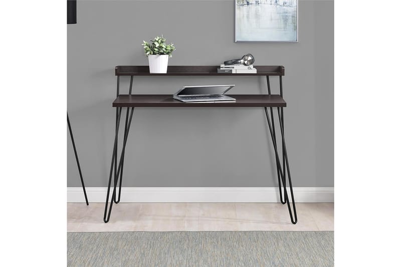 Haven Skrivebord 114 cm med Opbevaring Hylde Espresso/Sort - Dorel Home - Møbler - Borde - Kontorbord - Skrivebord