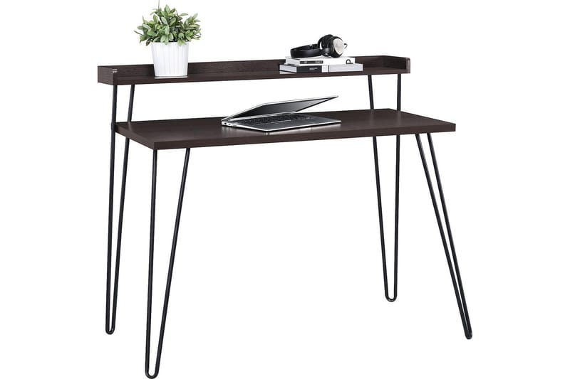 Haven Skrivebord 114 cm med Opbevaring Hylde Espresso/Sort - Dorel Home - Møbler - Borde - Kontorbord - Skrivebord