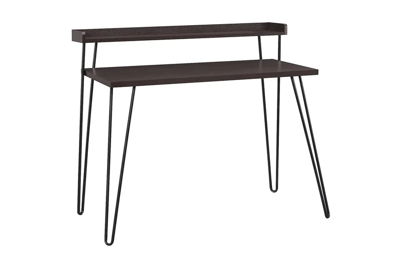 Haven Skrivebord 114 cm med Opbevaring Hylde Espresso/Sort, Dorel Home