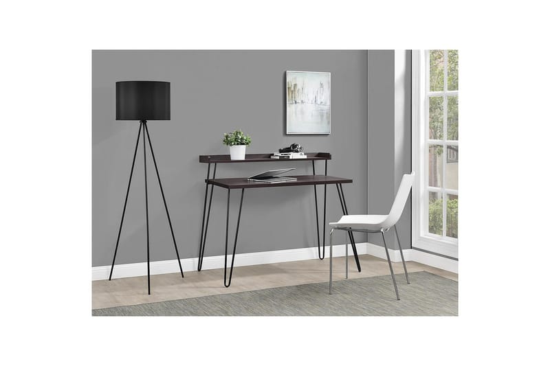 Haven Skrivebord 114 cm med Opbevaring Hylde Espresso/Sort - Dorel Home - Møbler - Borde - Kontorbord - Skrivebord
