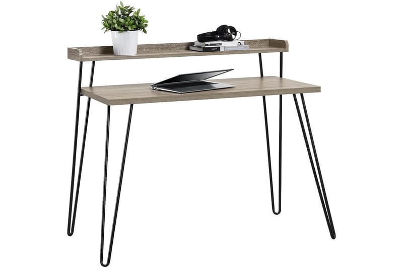 Haven Skrivebord 114 cm med Opbevaring Hylde Grå/Sort - Dorel Home - Møbler - Borde - Kontorbord - Skrivebord