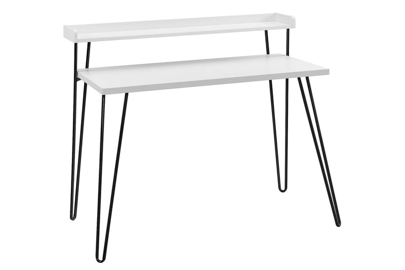 Haven Skrivebord 114 cm med Opbevaring Hylde Hvid/Sort - Dorel Home - Møbler - Borde - Kontorbord - Skrivebord
