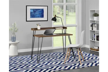Haven Skrivebord 114 cm med Opbevaring Hylde Valnøddebrun/So - Dorel Home - Møbler - Borde - Kontorbord - Skrivebord