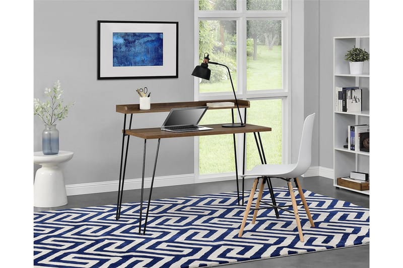 Haven Skrivebord 114 cm med Opbevaring Hylde Valnøddebrun/So - Dorel Home - Møbler - Borde - Kontorbord - Skrivebord