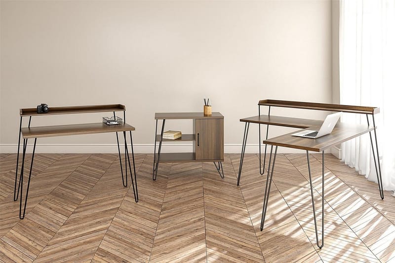 Haven Skrivebord 114 cm med Opbevaring Hylde Valnøddebrun/So - Dorel Home - Møbler - Borde - Kontorbord - Skrivebord