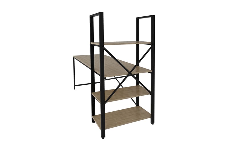 Hejde Skrivebord 160 cm med Opbevaring Hylder - Brun/Sort - Møbler - Borde - Kontorbord - Skrivebord