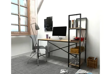 Hejde Skrivebord 160 cm med Opbevaring Hylder - Brun/Sort - Møbler - Borde - Kontorbord - Skrivebord