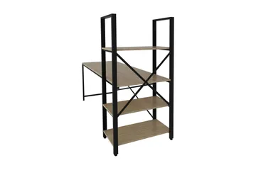 Hejde Skrivebord 160 cm med Opbevaring Hylder - Brun/Sort - Møbler - Borde - Kontorbord - Skrivebord