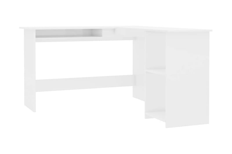 hjørneskrivebord 120 x 140 x 75 cm spånplade hvid højglans - Hvid - Møbler - Borde - Kontorbord - Skrivebord