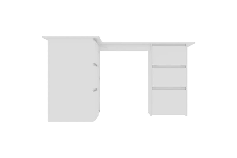 Hjørneskrivebord 145x100x76 cm Spånplade Højglans Hvid - Hvid - Møbler - Borde - Kontorbord - Skrivebord
