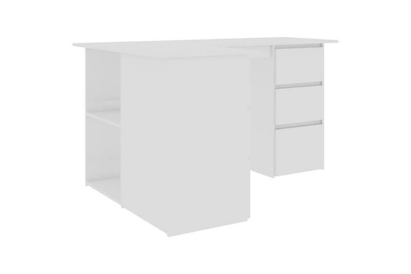 Hjørneskrivebord 145x100x76 cm Spånplade Højglans Hvid - Hvid - Skrivebord