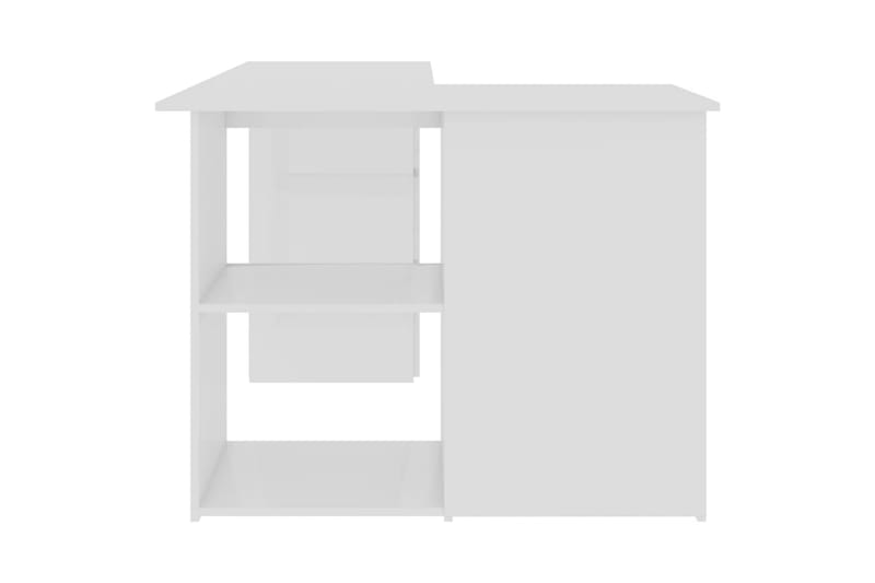 Hjørneskrivebord 145x100x76 cm Spånplade Højglans Hvid - Hvid - Skrivebord