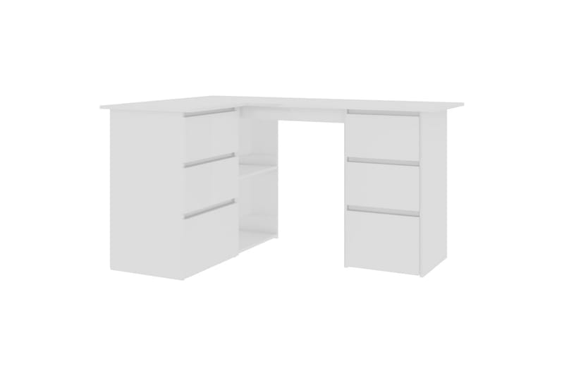 Hjørneskrivebord 145x100x76 cm Spånplade Højglans Hvid - Hvid - Møbler - Borde - Kontorbord - Skrivebord