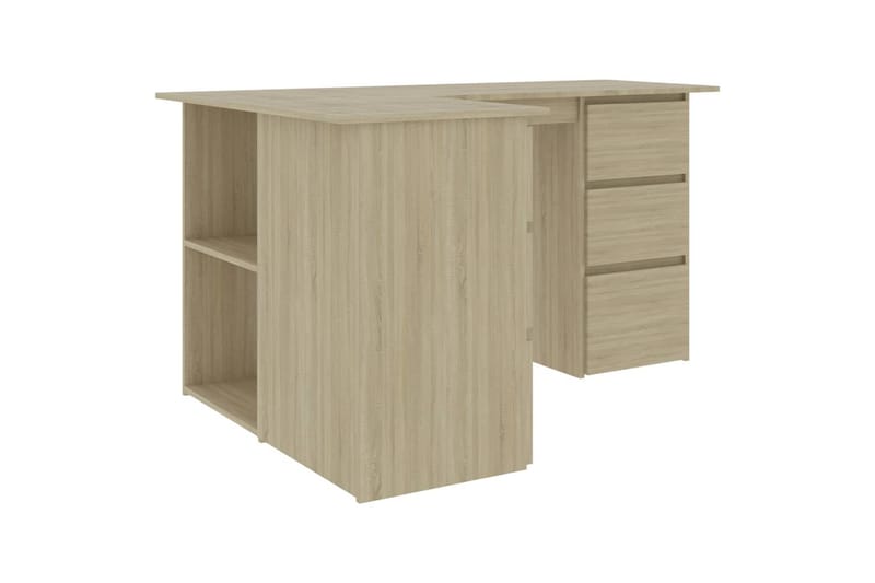 Hjørneskrivebord 145x100x76 cm Spånplade Sonoma-Eg - Brun - Møbler - Borde - Kontorbord - Skrivebord