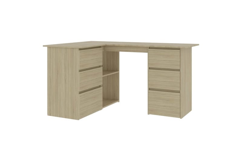 Hjørneskrivebord 145x100x76 cm Spånplade Sonoma-Eg - Brun - Møbler - Borde - Kontorbord - Skrivebord