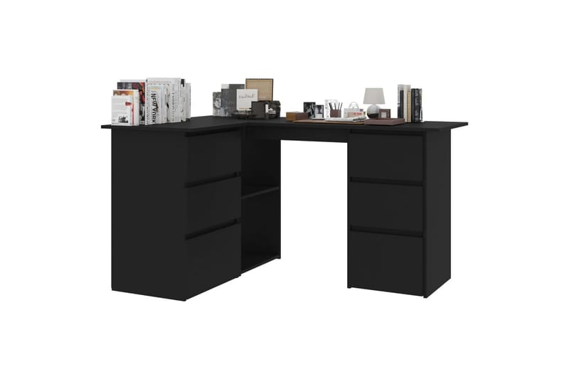 Hjørneskrivebord 145x100x76 cm Spånplade Sort - Sort - Møbler - Borde - Kontorbord - Skrivebord