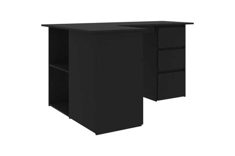 Hjørneskrivebord 145x100x76 cm Spånplade Sort - Sort - Møbler - Borde - Kontorbord - Skrivebord