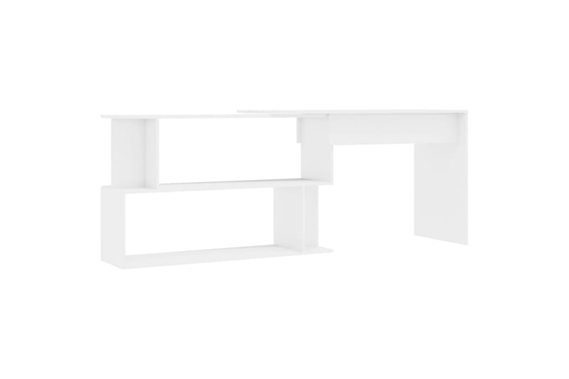 Hjørneskrivebord 200x50x76 cm Spånplade Hvid Højglans - Hvid - Skrivebord