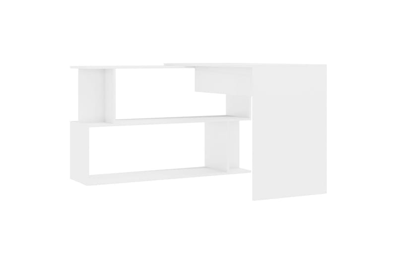 Hjørneskrivebord 200x50x76 cm Spånplade Hvid Højglans - Hvid - Møbler - Borde - Kontorbord - Skrivebord