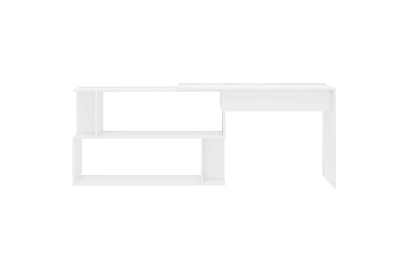 Hjørneskrivebord 200x50x76 cm Spånplade Hvid Højglans - Hvid - Møbler - Borde - Kontorbord - Skrivebord