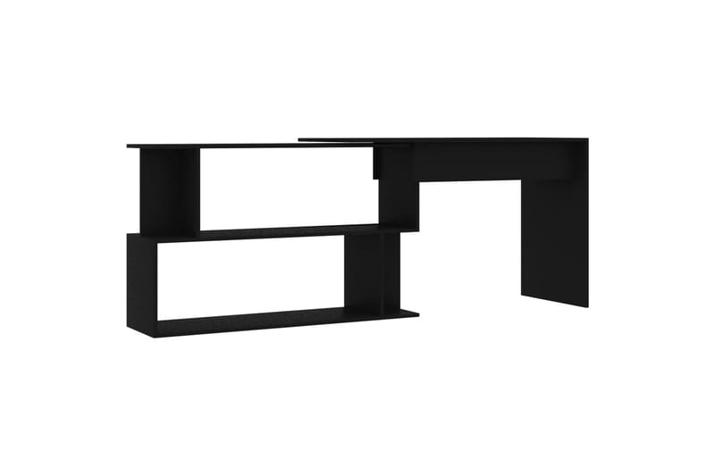 Hjørneskrivebord 200x50x76 cm Spånplade Sort - Sort - Møbler - Borde - Kontorbord - Skrivebord