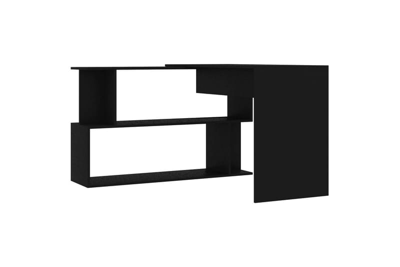 Hjørneskrivebord 200x50x76 cm Spånplade Sort - Sort - Møbler - Borde - Kontorbord - Skrivebord