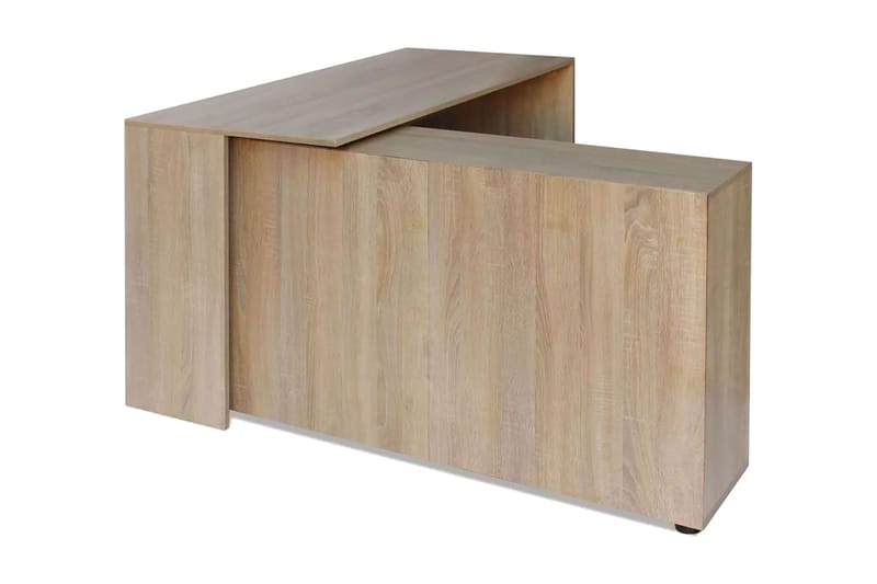 Hjørneskrivebord 4 Hylder Egetræ - Brun - Møbler - Borde - Kontorbord - Skrivebord