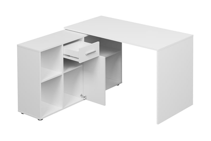 Armacao Hjørneskrivebord 120 cm med Opbevaring - Hvid/Beige - hjørneskrivebord