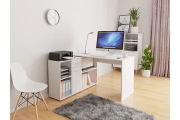 Armacao Hjørneskrivebord 120 cm med Opbevaring - Hvid/Beige - Møbler - Borde - Kontorbord - Skrivebord - hjørneskrivebord