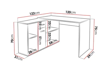 Armacao Hjørneskrivebord 120 cm med Opbevaring - Hvid/Beige - Møbler - Borde - Kontorbord - Skrivebord - hj ørneskrivebord