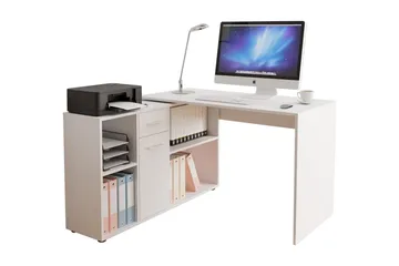 Armacao Hjørneskrivebord 120 cm med Opbevaring - Hvid/Beige - Møbler - Borde - Kontorbord - Skrivebord - hjørneskrivebord