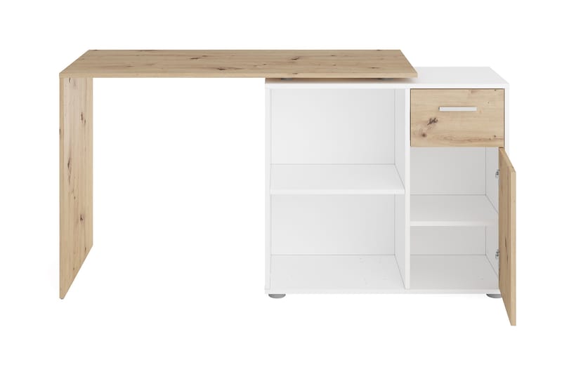 Colatosti Hjørneskrivebord 117 cm med Opbevaring - Lysebrun/Hvid - Møbler - Borde - Kontorbord - Skrivebord - hjørneskrivebord