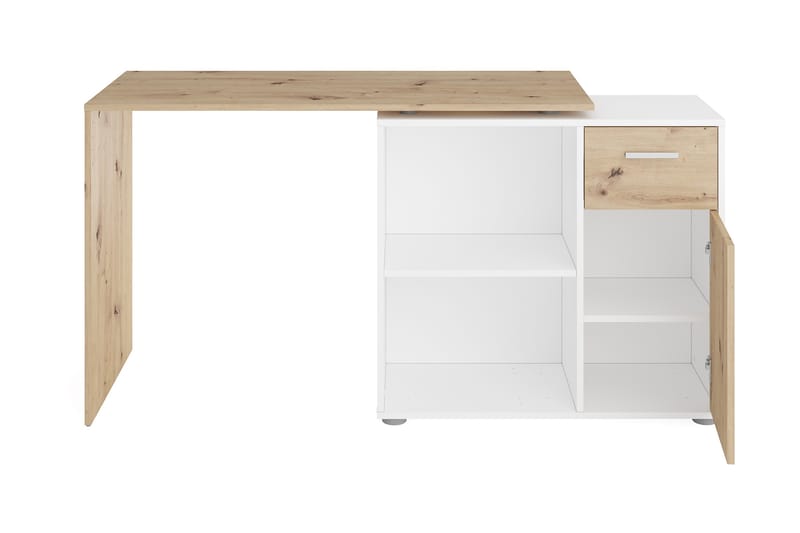 Colatosti Hjørneskrivebord 117 cm med Opbevaring - Lysebrun/Hvid - hjørneskrivebord