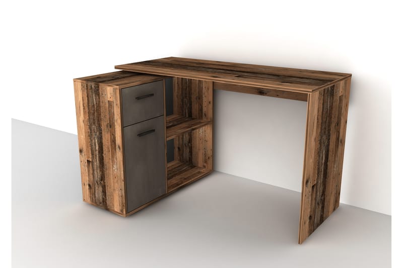 Colatosti Hjørneskrivebord 117 cm med Opbevaring - Mørkebrun - hjørneskrivebord