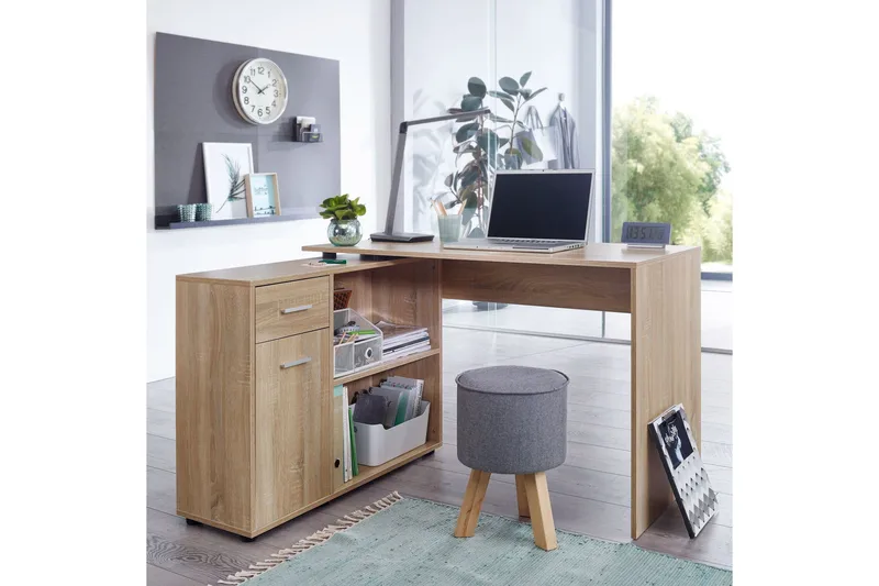 Gulshan Hjørneskrivebord 120 cm - Brun/Natur - Møbler - Borde - Kontorbord - Skrivebord - hjørneskrivebord